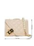 Mini Faux Pearl & Chain Decor Quilted Flap Chain Square Bag