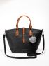 Twist Lock Color Block Top Handle Bag With Bag Charm