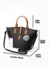 Twist Lock Color Block Top Handle Bag With Bag Charm