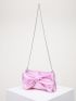 Bow Decor Chain Satin Square Bag