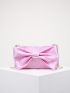 Bow Decor Chain Satin Square Bag