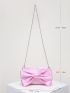 Bow Decor Chain Satin Square Bag