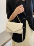 Embossed Detail Flap Square Bag Minimalist Chain Strap