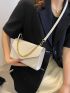 Small Square Bag Beige Chain Decor Flap For Daily