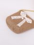 Mini Bow & Faux Pearl Decor Straw Bag