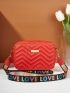 Mini Metal Decor Chevron Quilted Square Bag