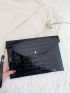 Artificial Patent Leather Crocodile Embossed Square Bag