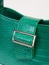 Crocodile Embossed Buckle Decor Baguette Bag