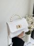 Mini Crocodile Embossed Faux Pearl Decor Square Bag