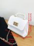 Mini Crocodile Embossed Faux Pearl Decor Square Bag