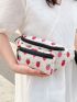 Strawberry Print Multi Zipper Fanny Pack