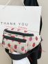 Strawberry Print Multi Zipper Fanny Pack