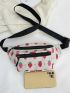 Strawberry Print Multi Zipper Fanny Pack