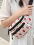 Strawberry Print Multi Zipper Fanny Pack