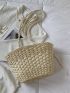 Drawstring Decor Straw Bag