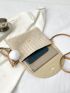 Minimalist Flap Straw Bag With Pom Pom Bag Charm