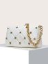 Quilted Studded Decor Flap Square Bag