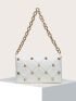 Quilted Studded Decor Flap Square Bag