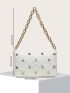 Quilted Studded Decor Flap Square Bag