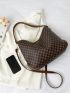 Letter Pattern Patch Decor Large Capacity Shoulder Bag