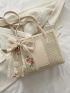 Bow Decor Straw Bag