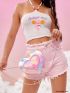 X Care Bears Heart & Bear Graphic Holographic Novelty Bag