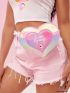 X Care Bears Heart & Bear Graphic Holographic Novelty Bag