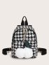 Pom Pom Decor Houndstooth Backpack