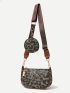 Leopard Print Saddle Bag With Coin Purse