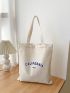 Letter Graphic Canvas Shopper Bag