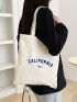 Letter Graphic Canvas Shopper Bag