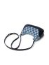 Denim Checkered Pattern Raw Trim Baguette Bag