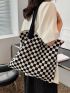 Checkered Large Capacity Crochet Bag