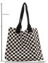 Checkered Large Capacity Crochet Bag