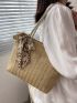 Twilly Scarf Decor Straw Bag