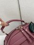 Mini Chevron Quilted Studded Decor Top Handle Dome Bag With Bag Charm