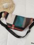 Colorblock Geometric Pattern Waist Bag