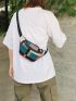 Colorblock Geometric Pattern Waist Bag