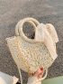 Mini Minimalist Bow Decor Straw Bag