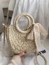 Mini Minimalist Bow Decor Straw Bag