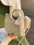 Mini Minimalist Bow Decor Straw Bag