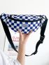 Checkered Print Letter Patch Decor Fanny Pack