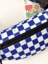 Checkered Print Letter Patch Decor Fanny Pack