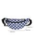 Checkered Print Letter Patch Decor Fanny Pack