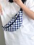 Checkered Print Letter Patch Decor Fanny Pack