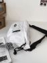 Letter Patch Decor Fanny Pack With Bag Charm