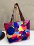 Colorblock Large Capacity Shoulder Tote Bag