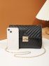 Mini Metal Decor Quilted Flap Square Bag