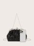 Sequin & Rhinestone Decor Chain Ruched Bag