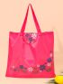 Floral Print Snap Button Shopper Bag